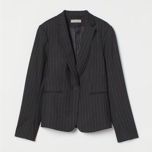 NWOT H&M Charcoal Gray Striped Fitted Blazer